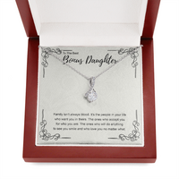 Thumbnail for to the best bonus daughter necklace, family isn't always blood ALLURING BEAUTY necklace, gift to my bonus daughter