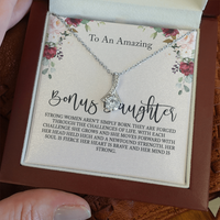 Thumbnail for to my bonus daughter necklace, storng women aren't simply born alluring beauty necklace, gifts for my bonus daughter