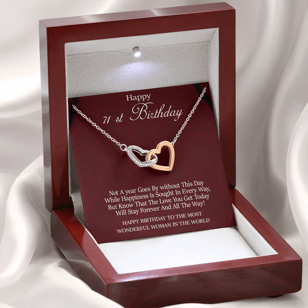 Pendants 71st Birthday for Her Gift, 71st Birthday Gift for Her, Seventy First Birthday Gift for Woman Friend, 71st Birthday Gift Interlocking Hearts
