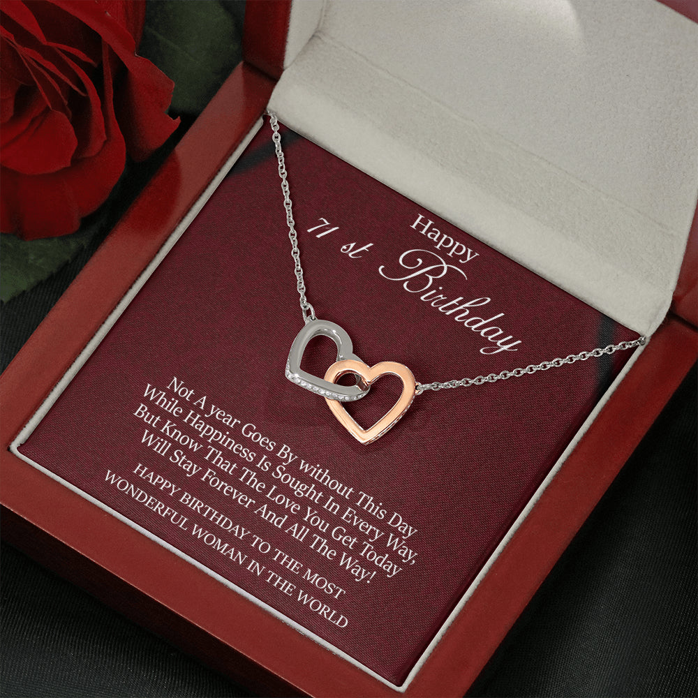 Pendants 71st Birthday for Her Gift, 71st Birthday Gift for Her, Seventy First Birthday Gift for Woman Friend, 71st Birthday Gift Interlocking Hearts