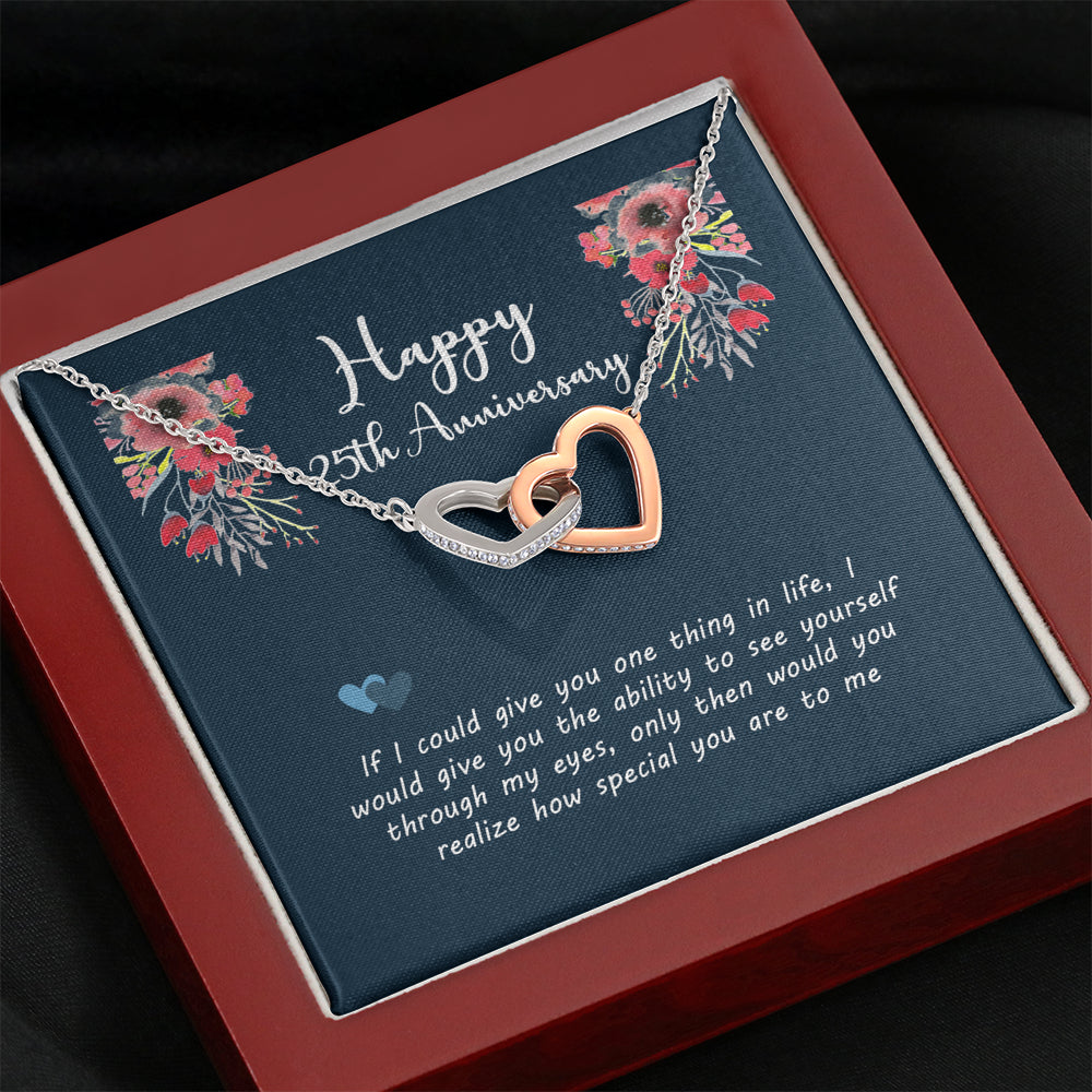 25th Anniversary Necklace for Wife, Husband - 25 Year Wedding Gift With Message Card For Her