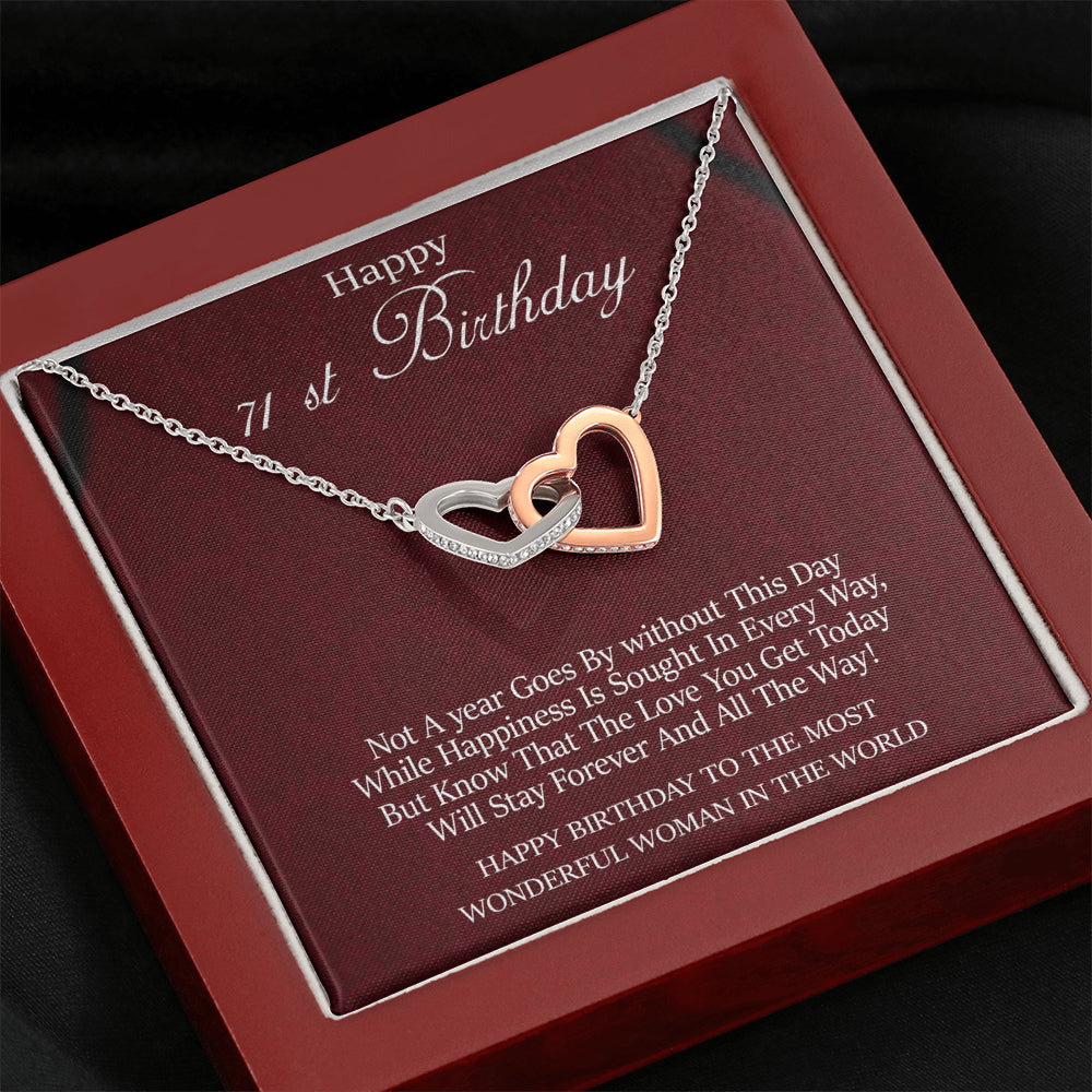 Pendants 71st Birthday for Her Gift, 71st Birthday Gift for Her, Seventy First Birthday Gift for Woman Friend, 71st Birthday Gift Interlocking Hearts