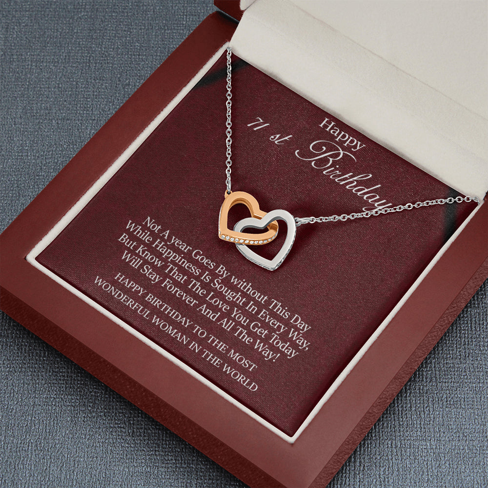 Pendants 71st Birthday for Her Gift, 71st Birthday Gift for Her, Seventy First Birthday Gift for Woman Friend, 71st Birthday Gift Interlocking Hearts