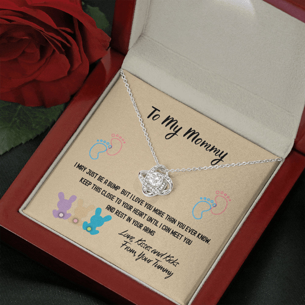 Mother's Day Gift, Gifts To My Mommy Bunnies Love Knot Necklace, Love Kisses And Kicks From Your Tummy