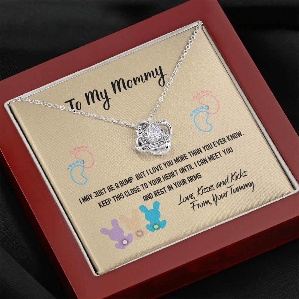 Mother's Day Gift, Gifts To My Mommy Bunnies Love Knot Necklace, Love Kisses And Kicks From Your Tummy