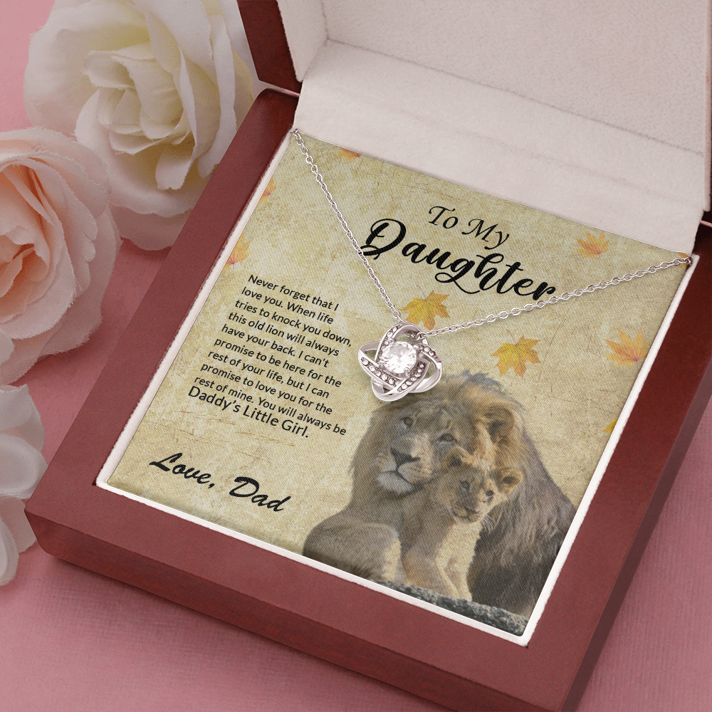 to my daughter necklace, you will always be daddy's little girl the love knot necklace