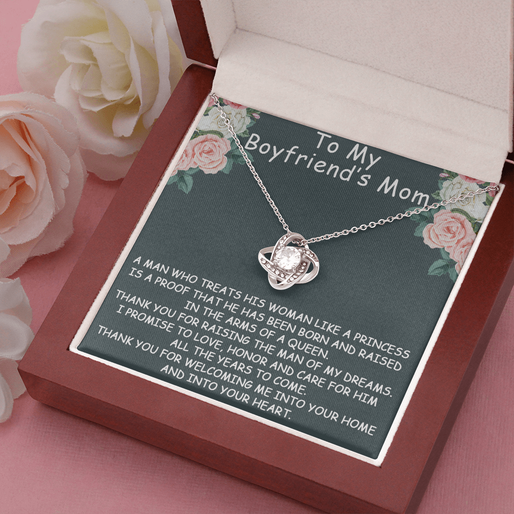 to my boyfriend's mom necklace, thank you for welcoming me into your home and into your heart the love knot necklace