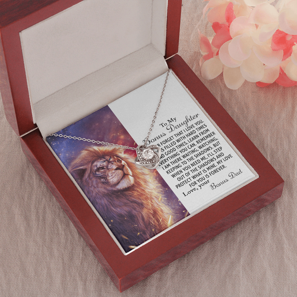 to my bonus daughter, step daughter gifts love knot necklace