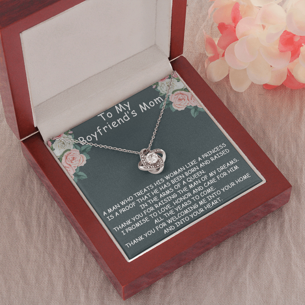 to my boyfriend's mom necklace, thank you for welcoming me into your home and into your heart the love knot necklace