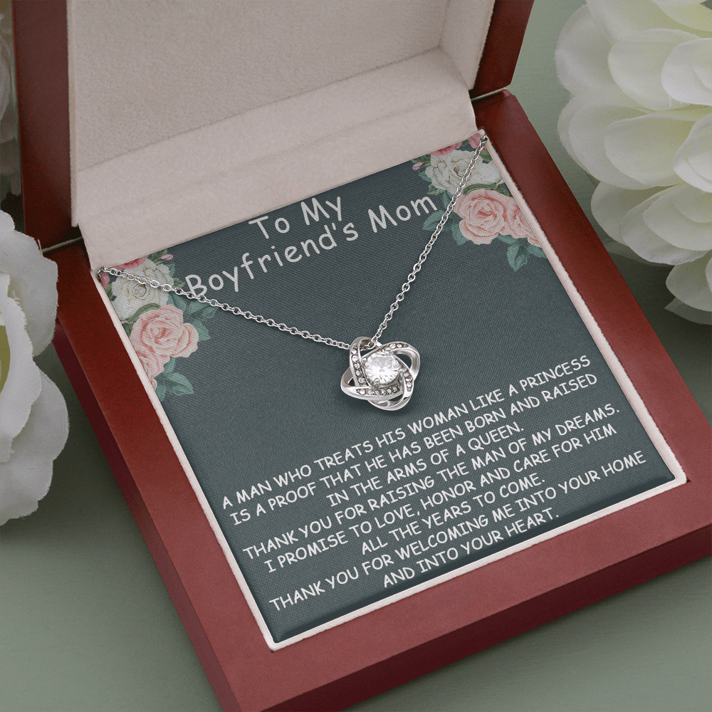 to my boyfriend's mom necklace, thank you for welcoming me into your home and into your heart the love knot necklace