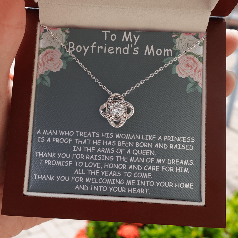 to my boyfriend's mom necklace, thank you for welcoming me into your home and into your heart the love knot necklace