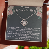 Thumbnail for to my boyfriend's mom necklace, thank you for welcoming me into your home and into your heart the love knot necklace