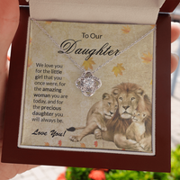 Thumbnail for to our daughter necklace, we love you for the little girlthat you once were the love knot necklace