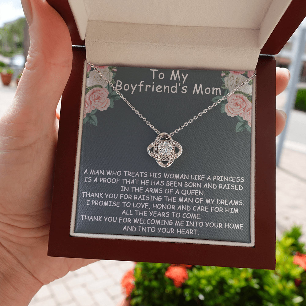 to my boyfriend's mom necklace, thank you for welcoming me into your home and into your heart the love knot necklace