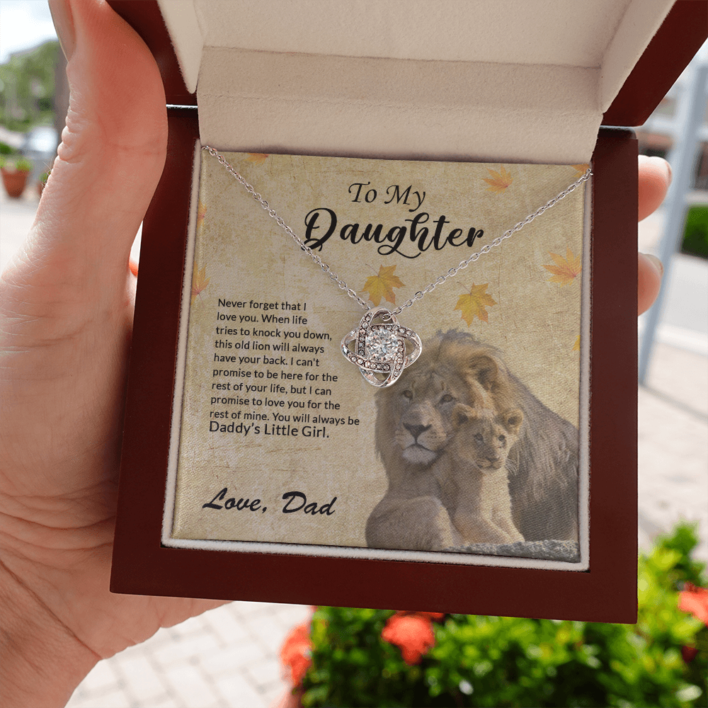 to my daughter necklace, you will always be daddy's little girl the love knot necklace