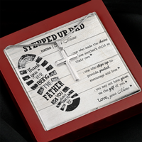 Thumbnail for personalized to my stepped up dad necklace, thank you for being the father you didn't have to be (white wood) Stainless Steel Cross Necklace