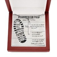 Thumbnail for personalized to my stepped up dad necklace, thank you for being the father you didn't have to be (white wood) Stainless Steel Cross Necklace