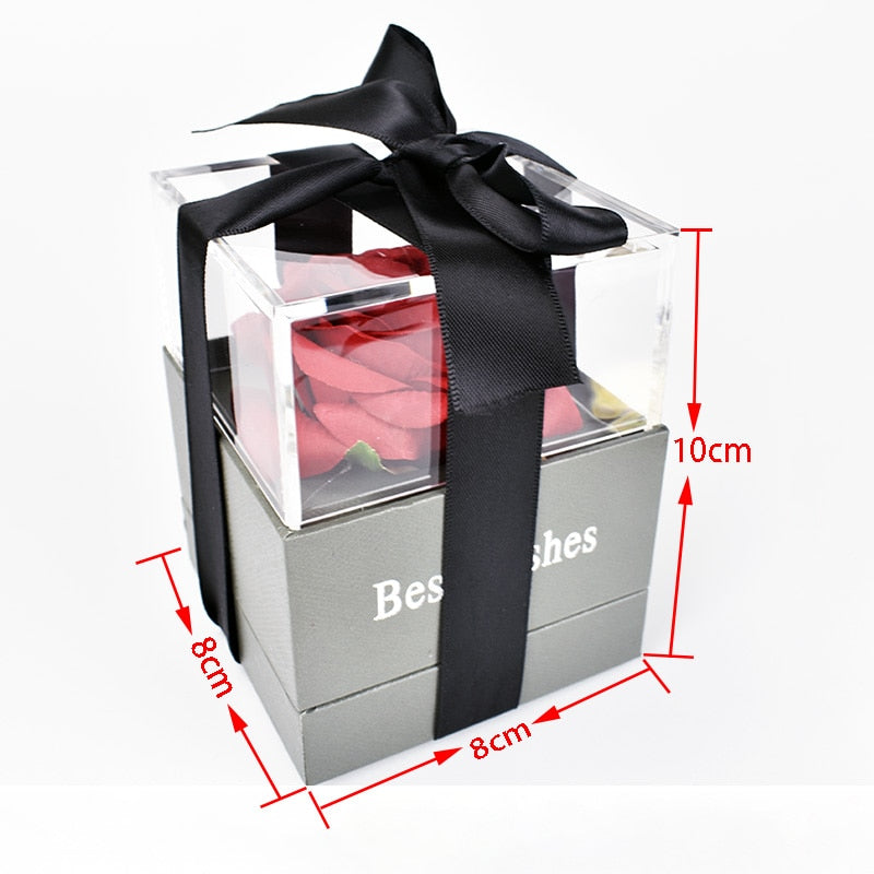 Unfade flower rose Jewelry Box with Surprise 100 Languages I Love you Necklace Strange Gift For Mother girlfriend