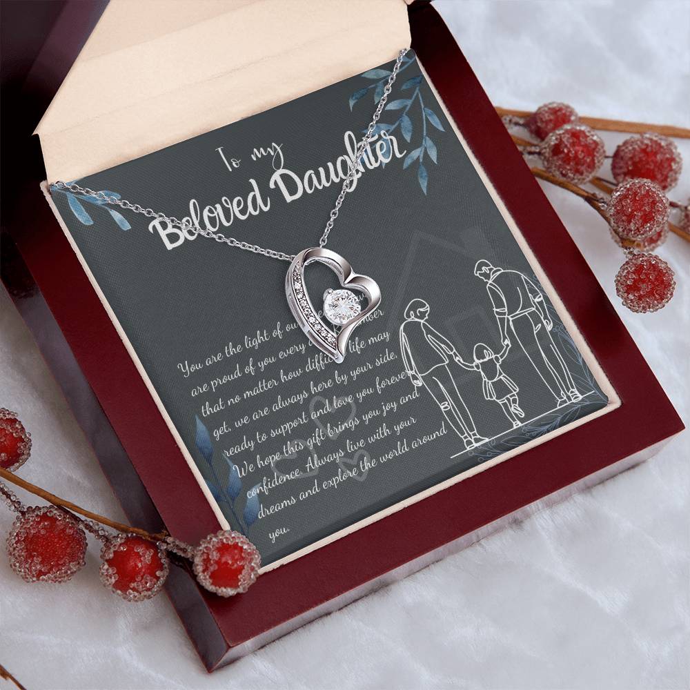 To My Daughter Necklace From Mom & Dad – Heartfelt Gift with Loving Message, Perfect for Birthday, Christmas, Graduation, and Special Milestones