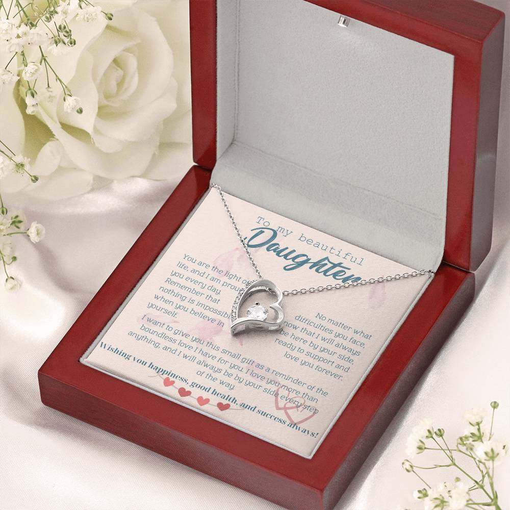 To My Beautiful Daughter Necklace from Mom – Perfect Gift for Birthday, Christmas, and Graduation – Special Gifts for Stepdaughter from Stepmom & Stepdad