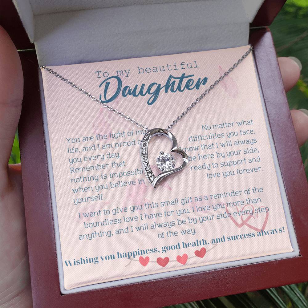 To My Beautiful Daughter Necklace from Mom – Perfect Gift for Birthday, Christmas, and Graduation – Special Gifts for Stepdaughter from Stepmom & Stepdad