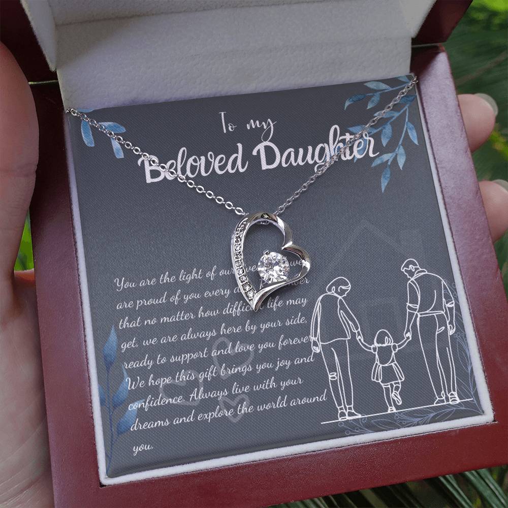To My Daughter Necklace From Mom & Dad – Heartfelt Gift with Loving Message, Perfect for Birthday, Christmas, Graduation, and Special Milestones