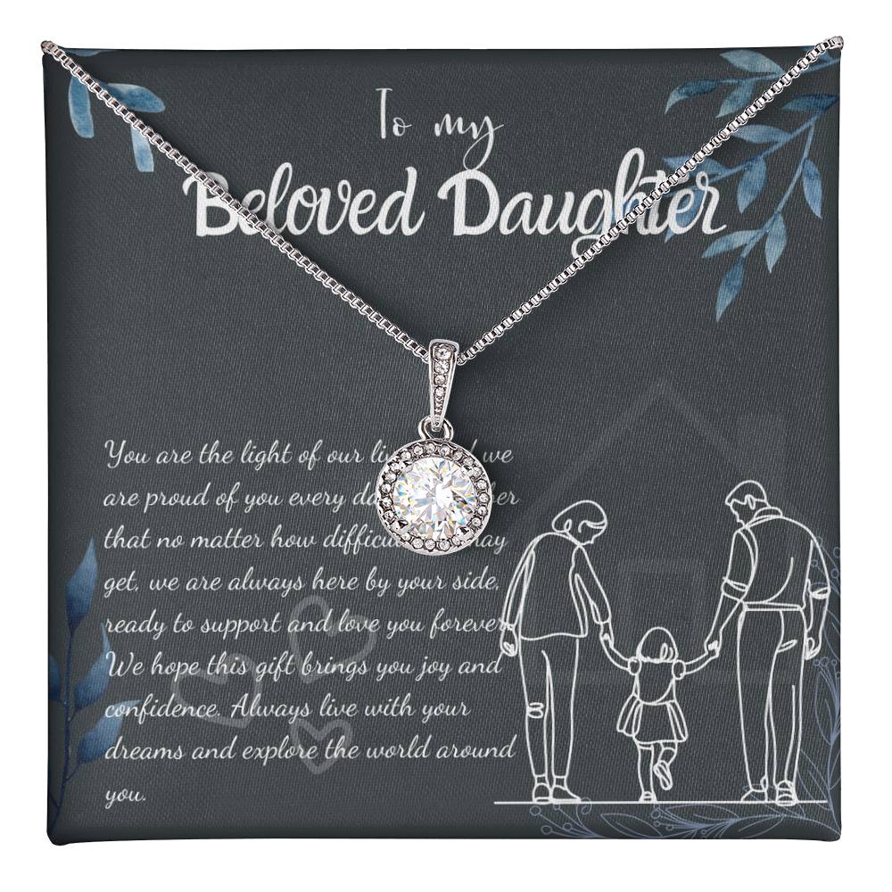 To My Daughter Necklace From Mom & Dad – Heartfelt Gift with Loving Message, Perfect for Birthday, Christmas, Graduation, and Special Milestones