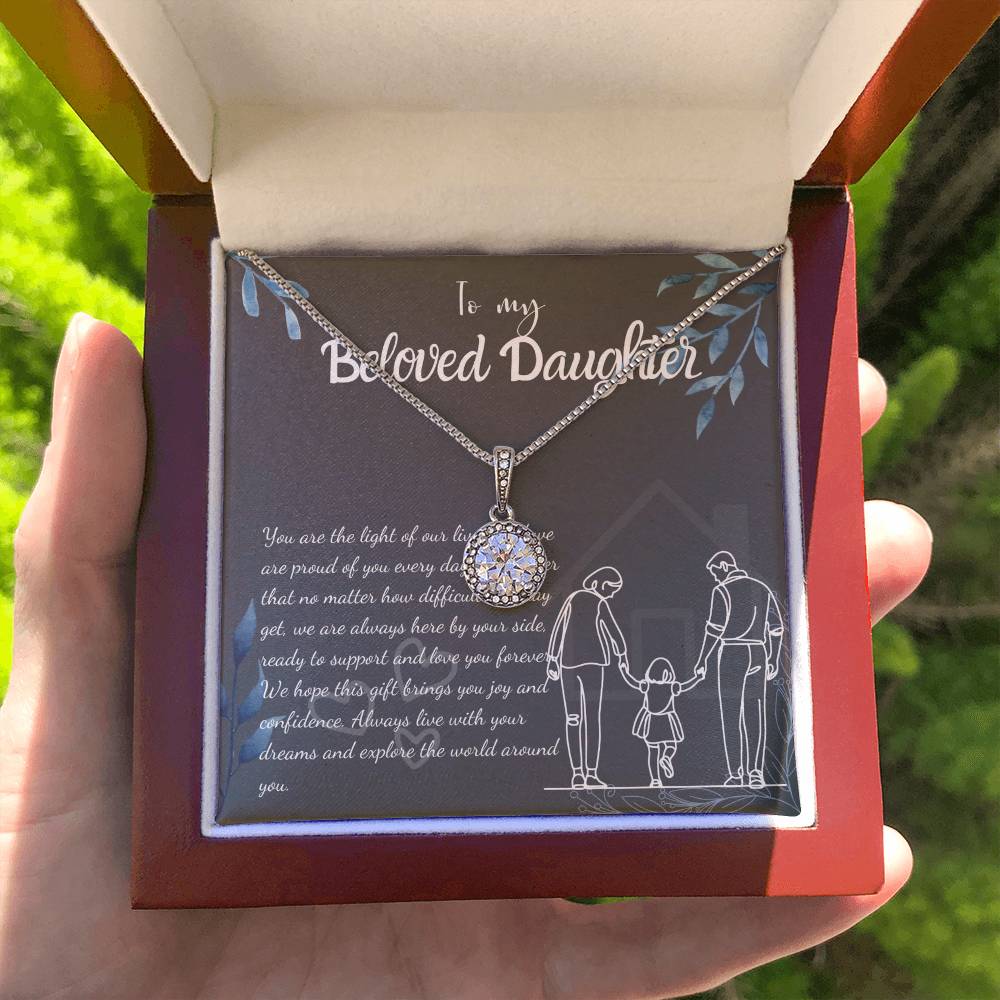 To My Daughter Necklace From Mom & Dad – Heartfelt Gift with Loving Message, Perfect for Birthday, Christmas, Graduation, and Special Milestones