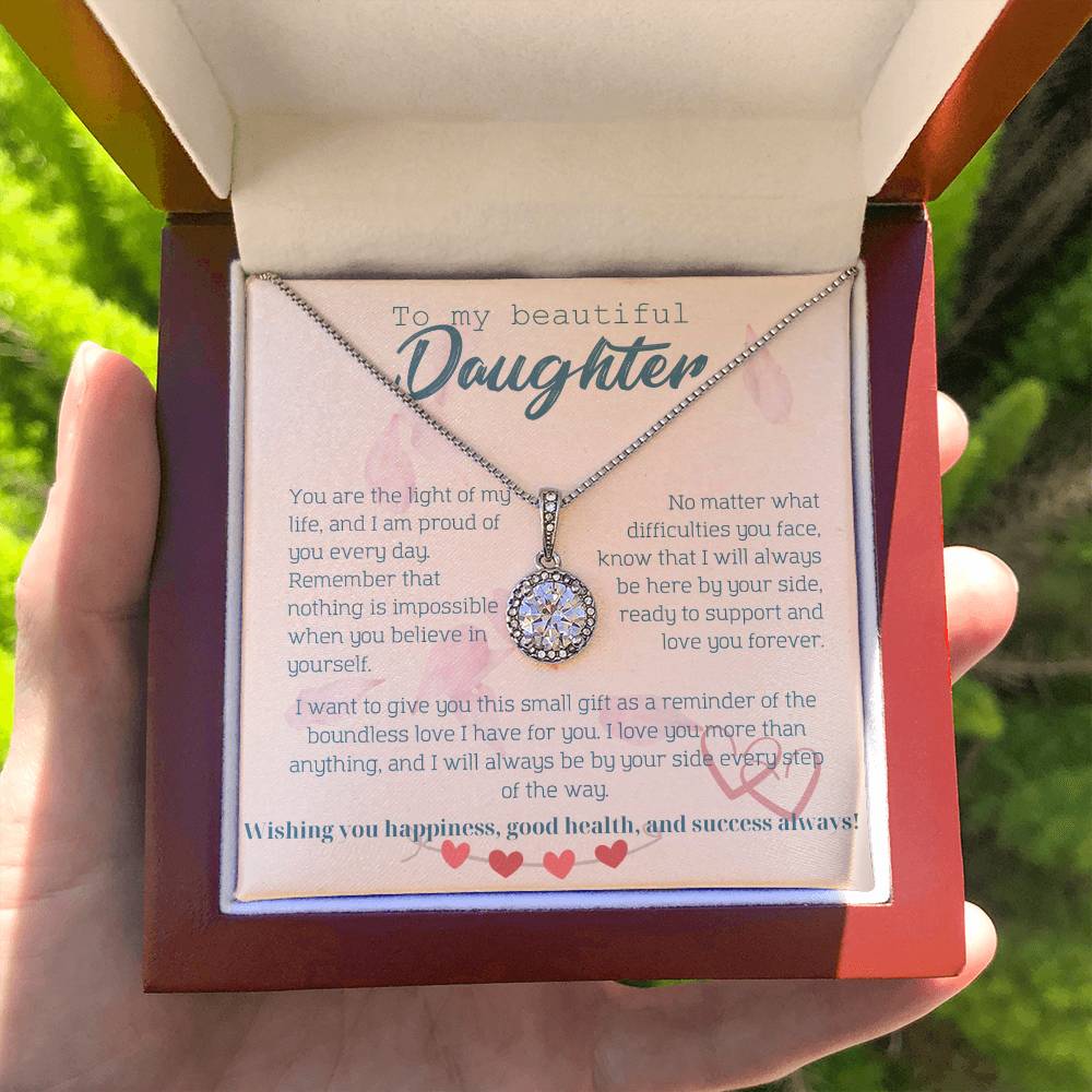 To My Beautiful Daughter Necklace from Mom – Perfect Gift for Birthday, Christmas, and Graduation – Special Gifts for Stepdaughter from Stepmom & Stepdad