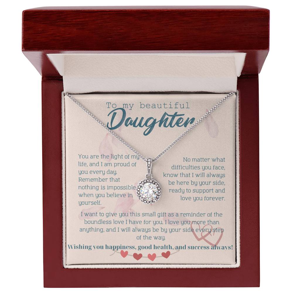 To My Beautiful Daughter Necklace from Mom – Perfect Gift for Birthday, Christmas, and Graduation – Special Gifts for Stepdaughter from Stepmom & Stepdad