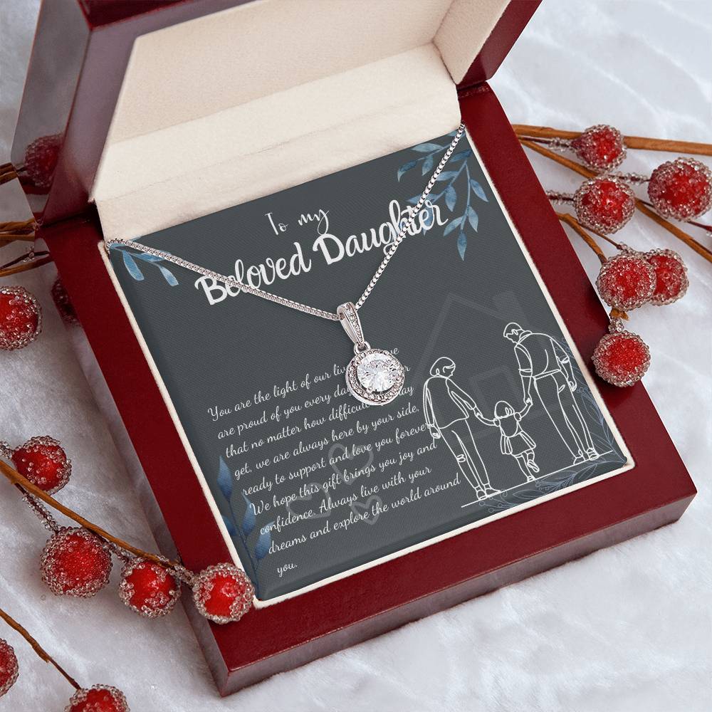 To My Daughter Necklace From Mom & Dad – Heartfelt Gift with Loving Message, Perfect for Birthday, Christmas, Graduation, and Special Milestones