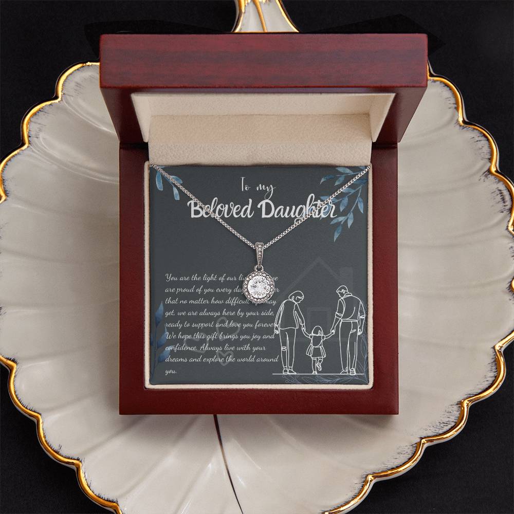 To My Daughter Necklace From Mom & Dad – Heartfelt Gift with Loving Message, Perfect for Birthday, Christmas, Graduation, and Special Milestones