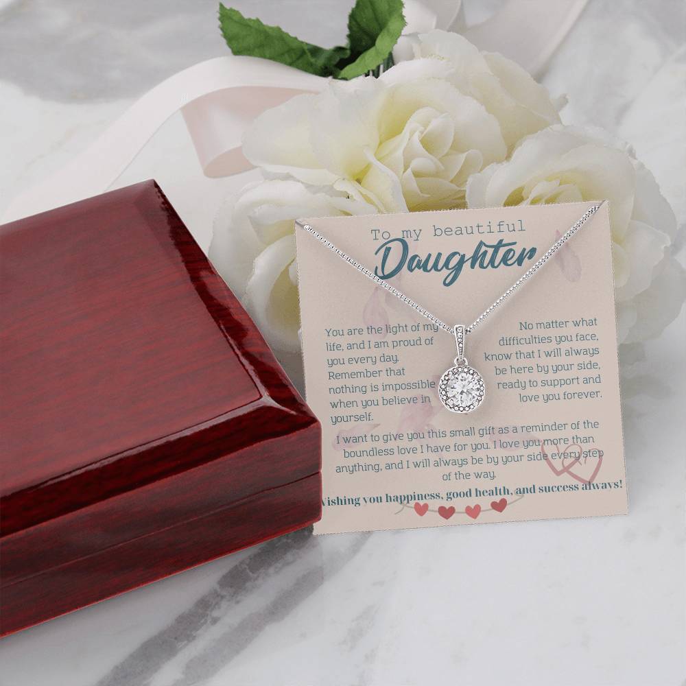 To My Beautiful Daughter Necklace from Mom – Perfect Gift for Birthday, Christmas, and Graduation – Special Gifts for Stepdaughter from Stepmom & Stepdad