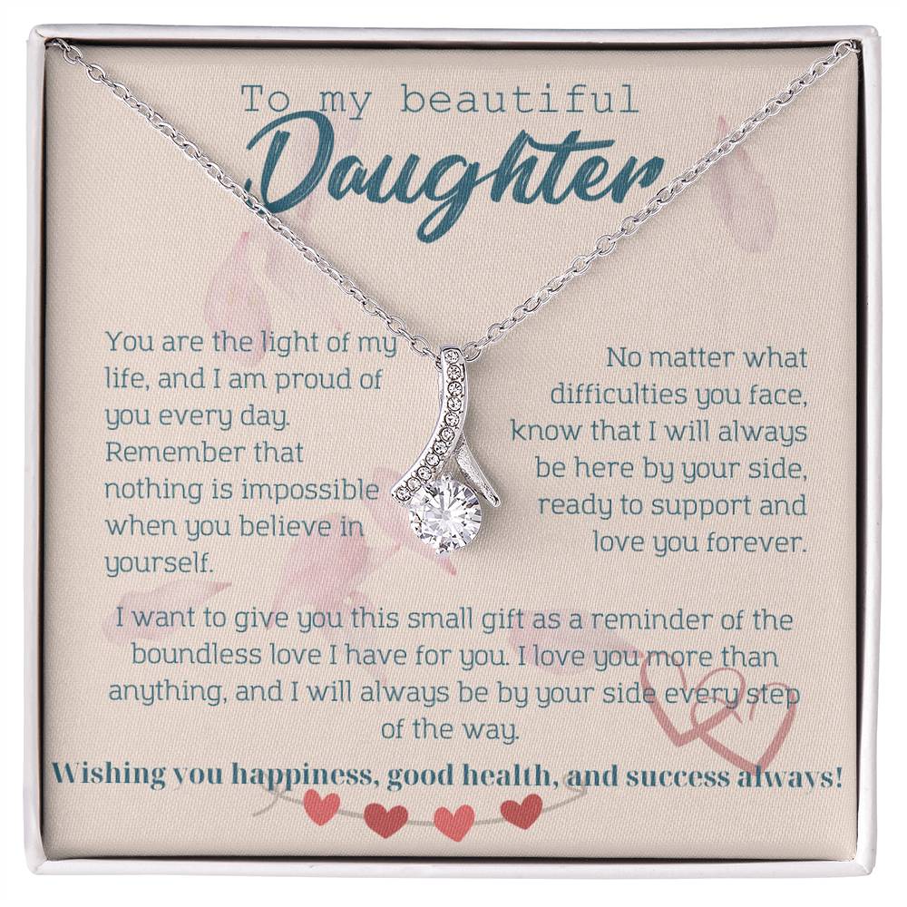 To My Beautiful Daughter Necklace from Mom – Perfect Gift for Birthday, Christmas, and Graduation – Special Gifts for Stepdaughter from Stepmom & Stepdad