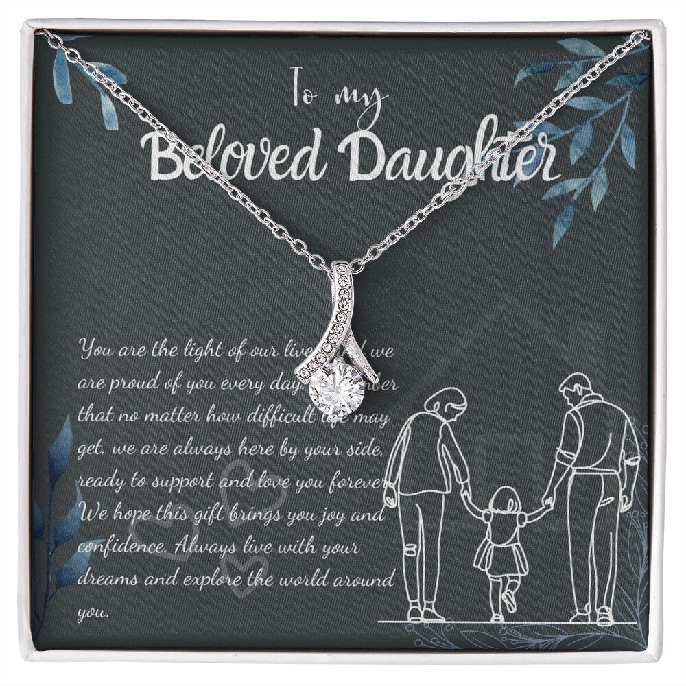 To My Daughter Necklace From Mom & Dad – Heartfelt Gift with Loving Message, Perfect for Birthday, Christmas, Graduation, and Special Milestones