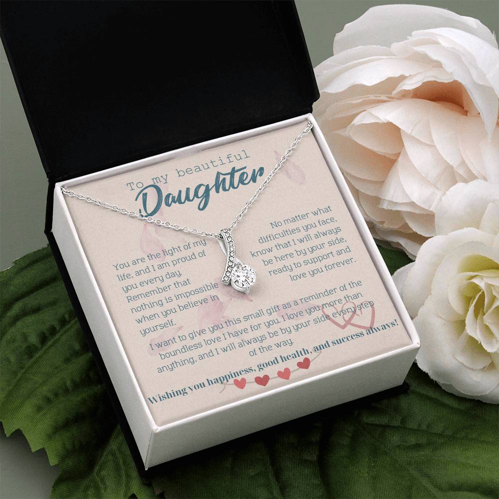 To My Beautiful Daughter Necklace from Mom – Perfect Gift for Birthday, Christmas, and Graduation – Special Gifts for Stepdaughter from Stepmom & Stepdad