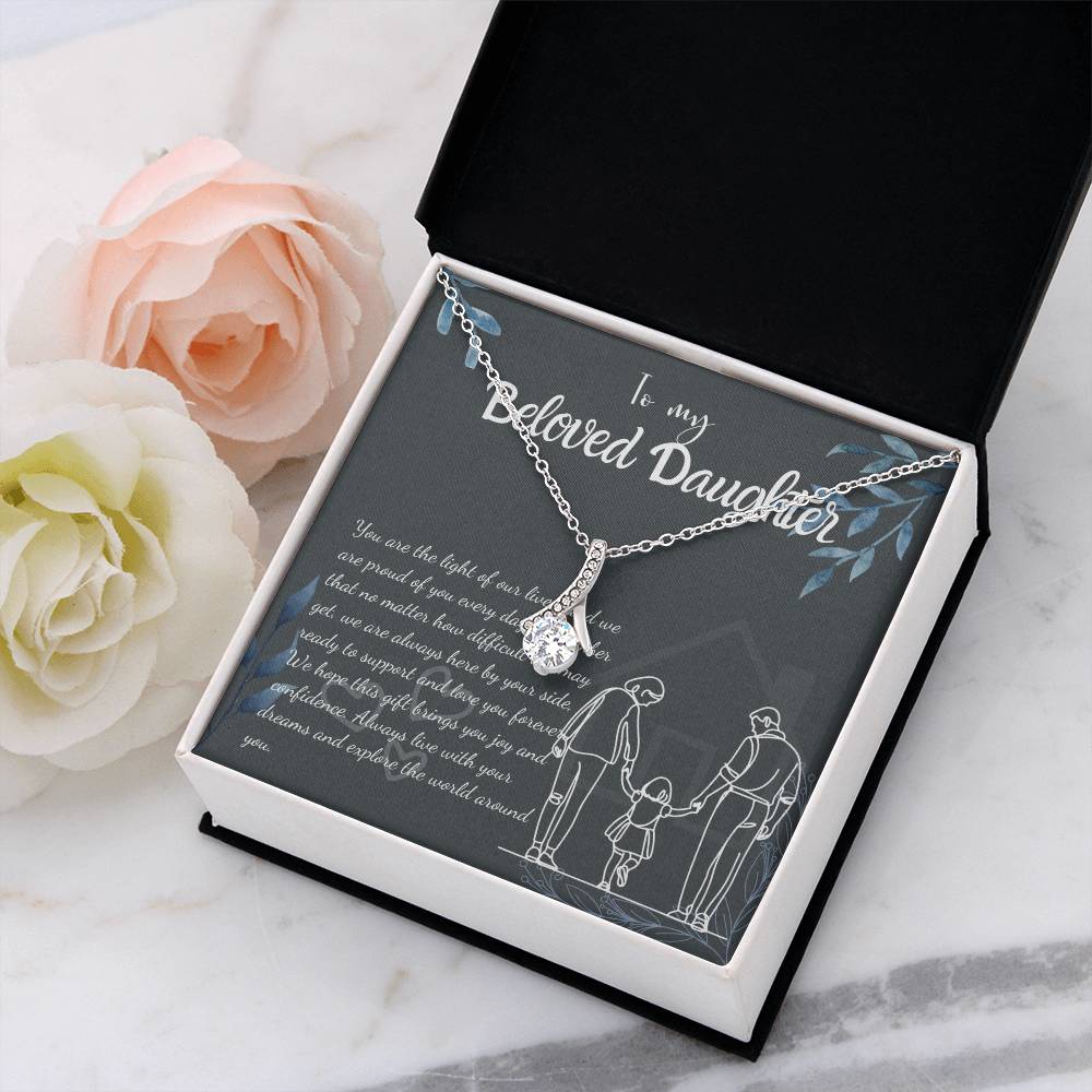 To My Daughter Necklace From Mom & Dad – Heartfelt Gift with Loving Message, Perfect for Birthday, Christmas, Graduation, and Special Milestones