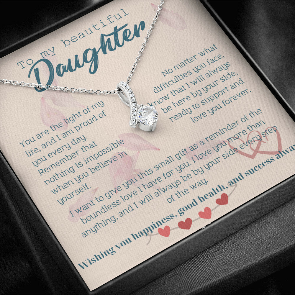 To My Beautiful Daughter Necklace from Mom – Perfect Gift for Birthday, Christmas, and Graduation – Special Gifts for Stepdaughter from Stepmom & Stepdad