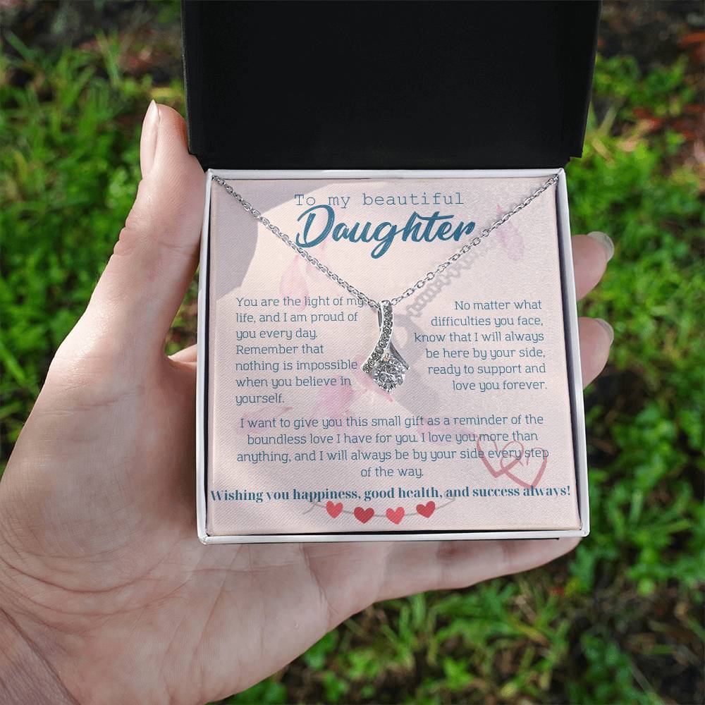 To My Beautiful Daughter Necklace from Mom – Perfect Gift for Birthday, Christmas, and Graduation – Special Gifts for Stepdaughter from Stepmom & Stepdad