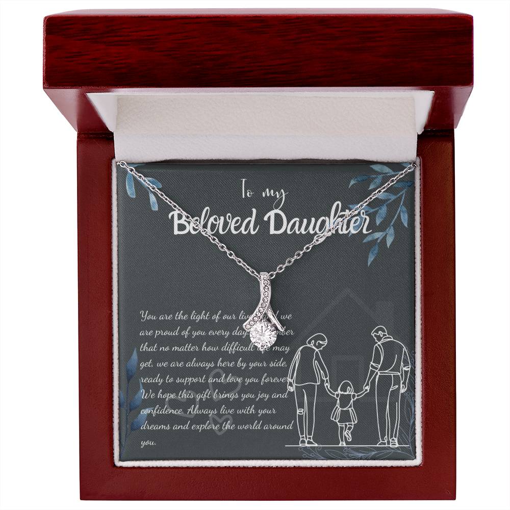 To My Daughter Necklace From Mom & Dad – Heartfelt Gift with Loving Message, Perfect for Birthday, Christmas, Graduation, and Special Milestones