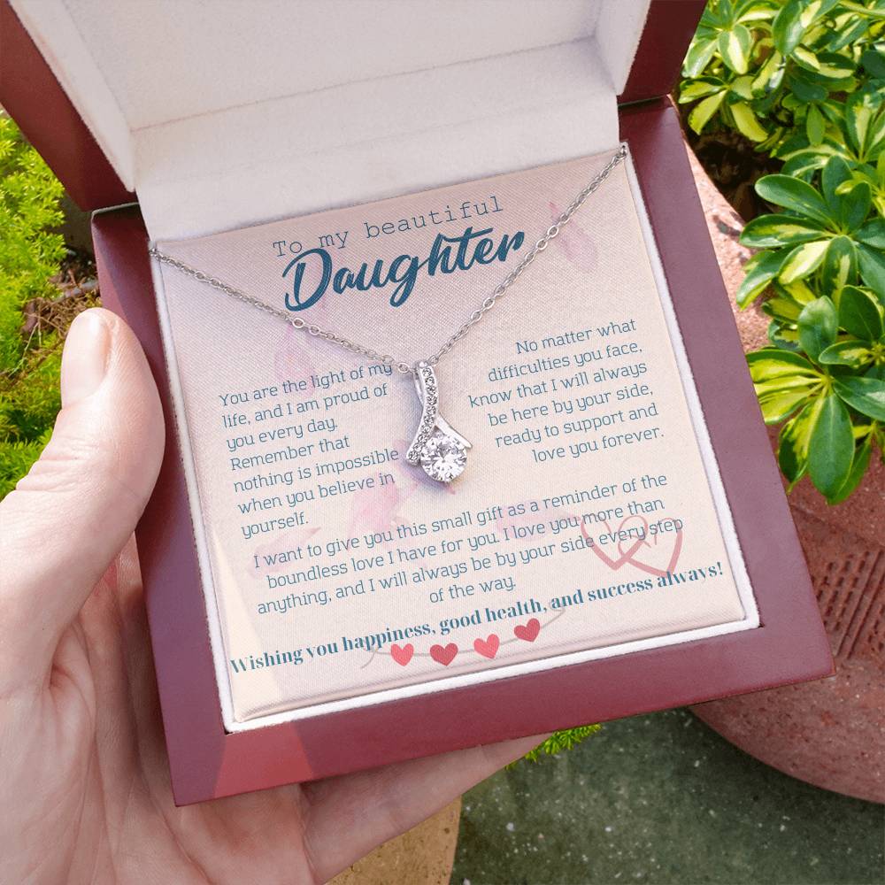 To My Beautiful Daughter Necklace from Mom – Perfect Gift for Birthday, Christmas, and Graduation – Special Gifts for Stepdaughter from Stepmom & Stepdad