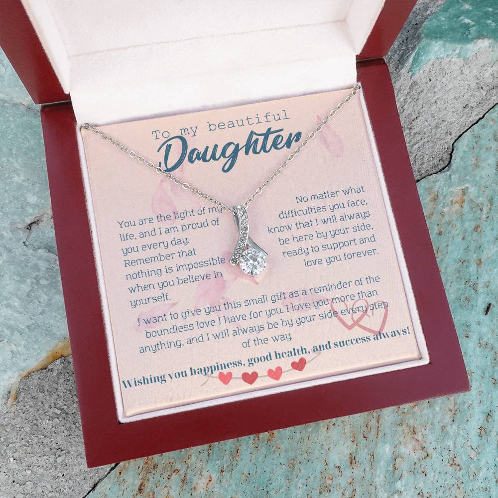 To My Beautiful Daughter Necklace from Mom – Perfect Gift for Birthday, Christmas, and Graduation – Special Gifts for Stepdaughter from Stepmom & Stepdad