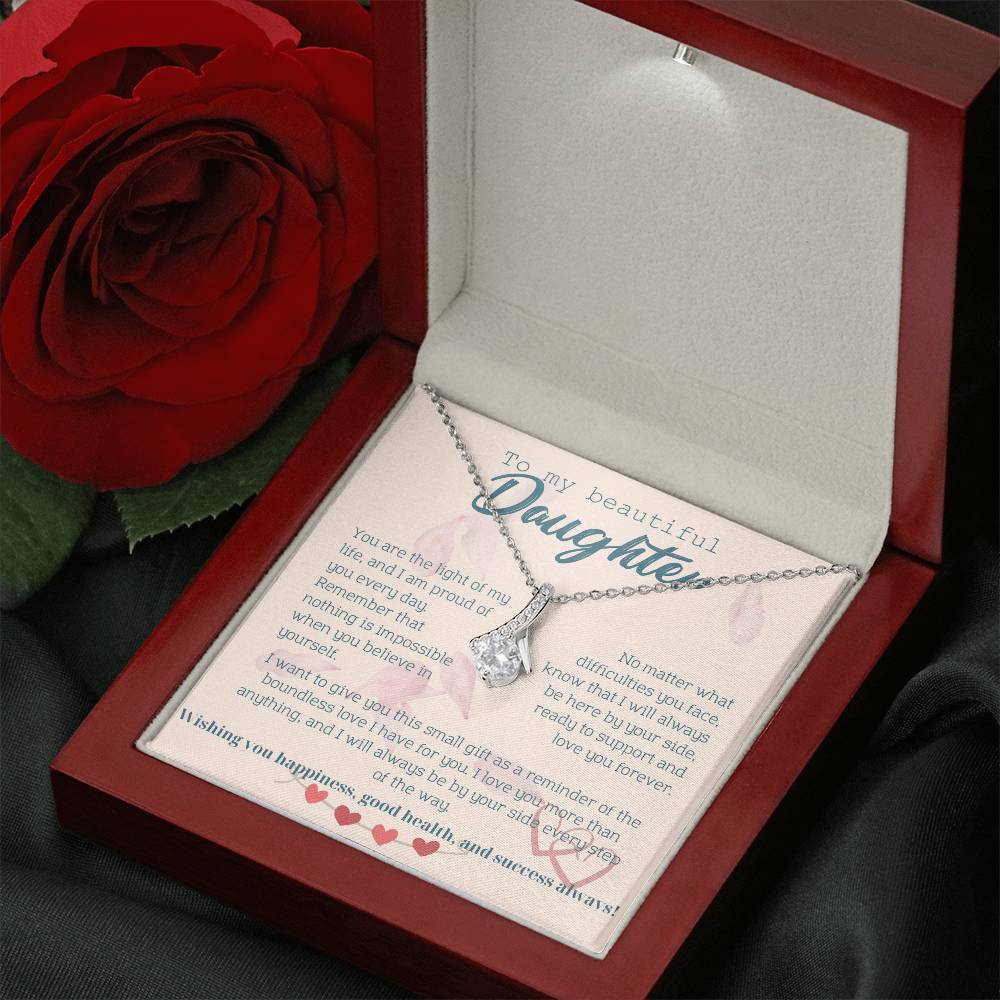 To My Beautiful Daughter Necklace from Mom – Perfect Gift for Birthday, Christmas, and Graduation – Special Gifts for Stepdaughter from Stepmom & Stepdad