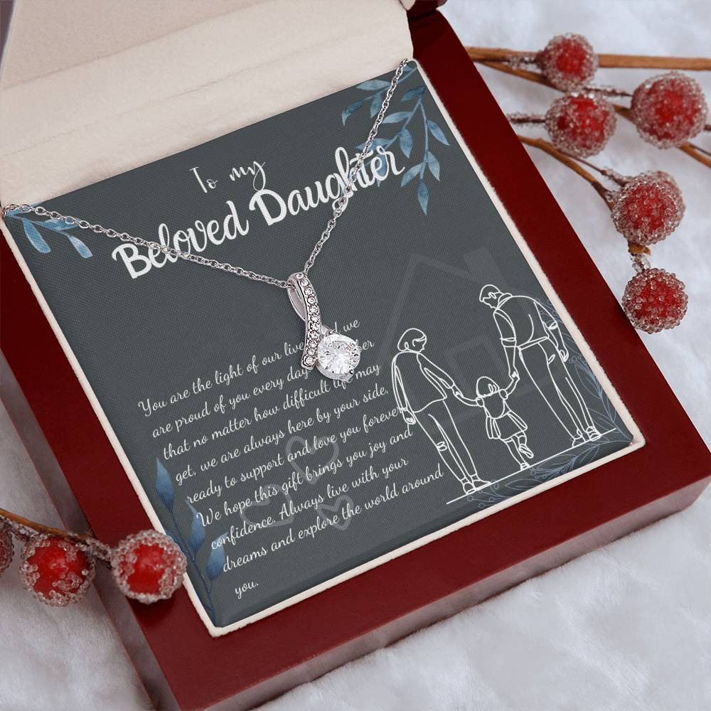 To My Daughter Necklace From Mom & Dad – Heartfelt Gift with Loving Message, Perfect for Birthday, Christmas, Graduation, and Special Milestones