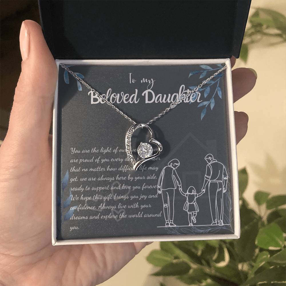 To My Daughter Necklace From Mom & Dad – Heartfelt Gift with Loving Message, Perfect for Birthday, Christmas, Graduation, and Special Milestones