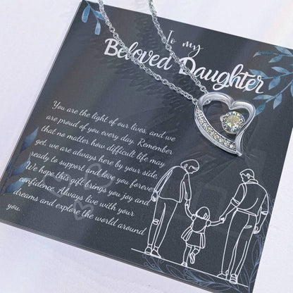 To My Daughter Necklace From Mom & Dad – Heartfelt Gift with Loving Message, Perfect for Birthday, Christmas, Graduation, and Special Milestones