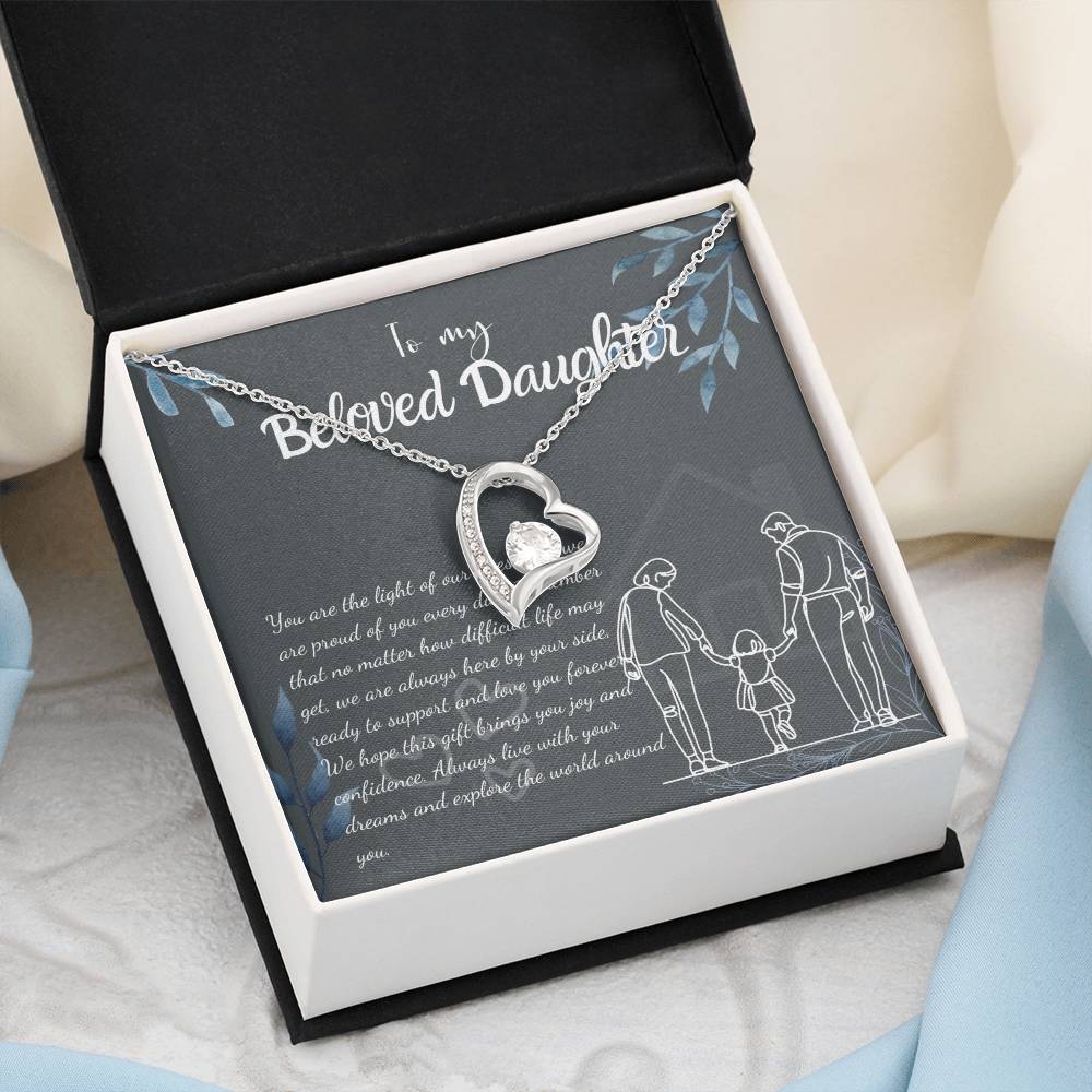 To My Daughter Necklace From Mom & Dad – Heartfelt Gift with Loving Message, Perfect for Birthday, Christmas, Graduation, and Special Milestones
