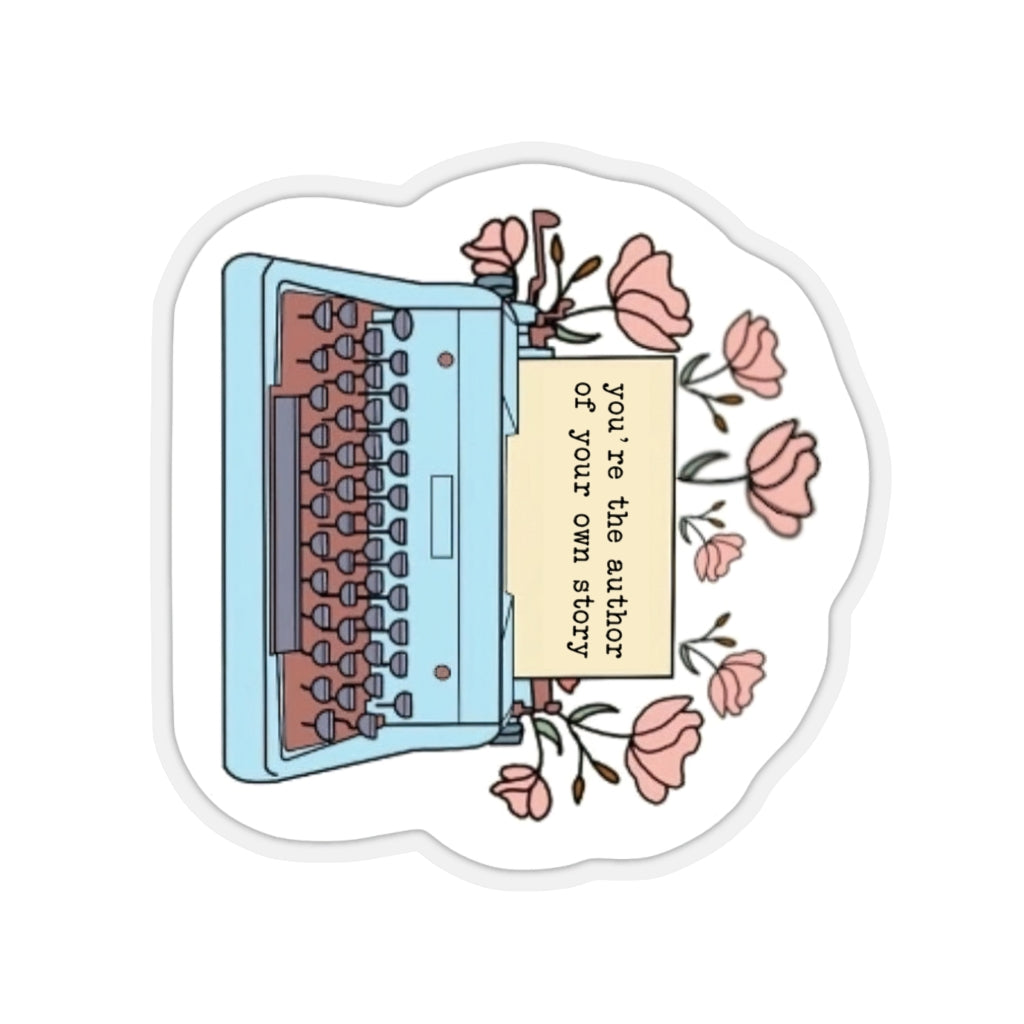 Inspirational Stickers Flowers Growing from a Typewriter Waterproof Vinyl Decals Mental Health Baby Stickers Boyfriend, Girlfriend, Friend StickersKiss-Cut Stickers