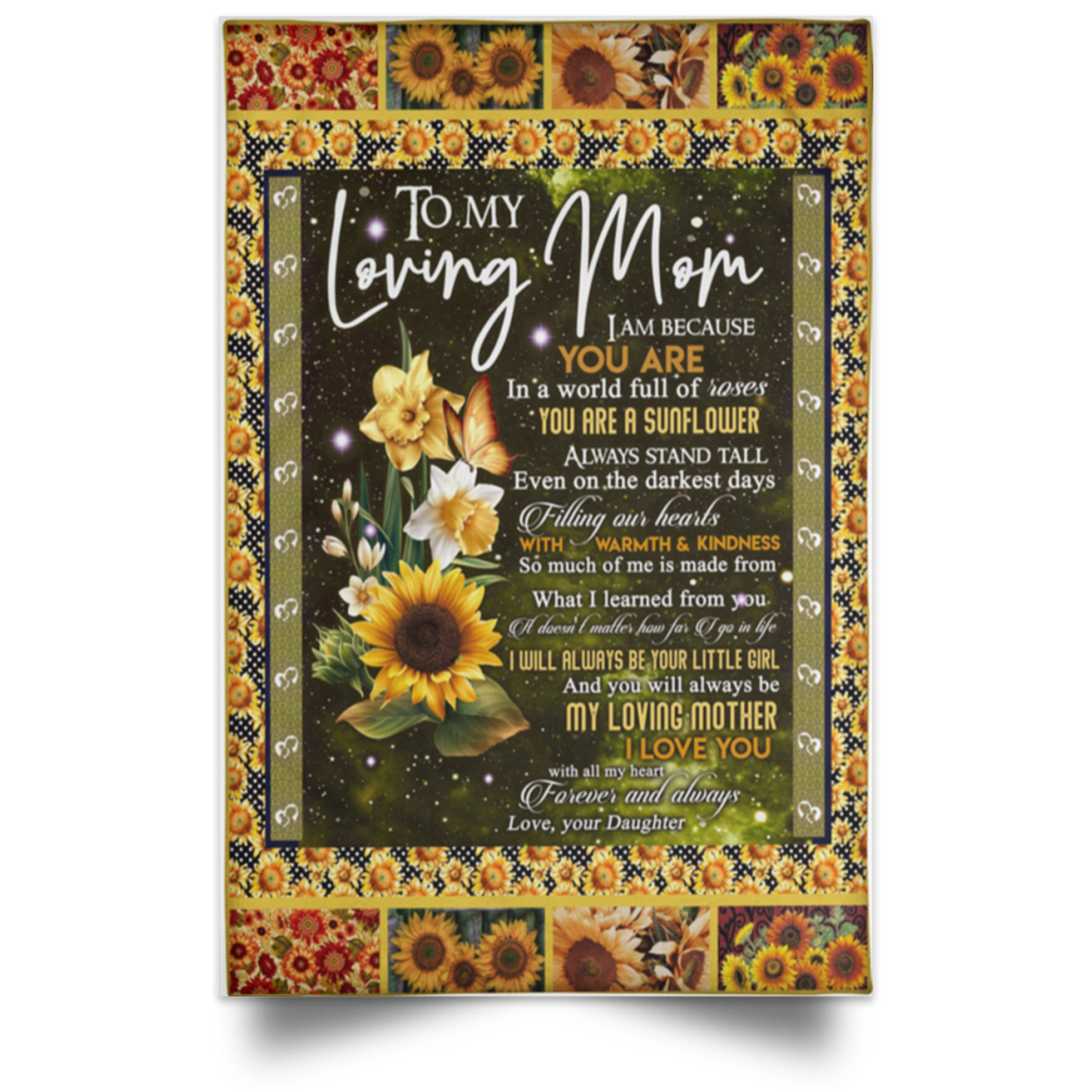 Customized  Daughter To Mom Fleece Our Birthday Gifts For Mom Posters Family Friend , Awesome Birthday Perfect Happy Birthday Gift Decor Bedroom, Living Room Print High Quality