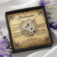 Thumbnail for Double Heart Necklace To My Shieldmaiden I Love You to Valhalla And Back and this is best gift for wife,girlfriend on valentine,universary